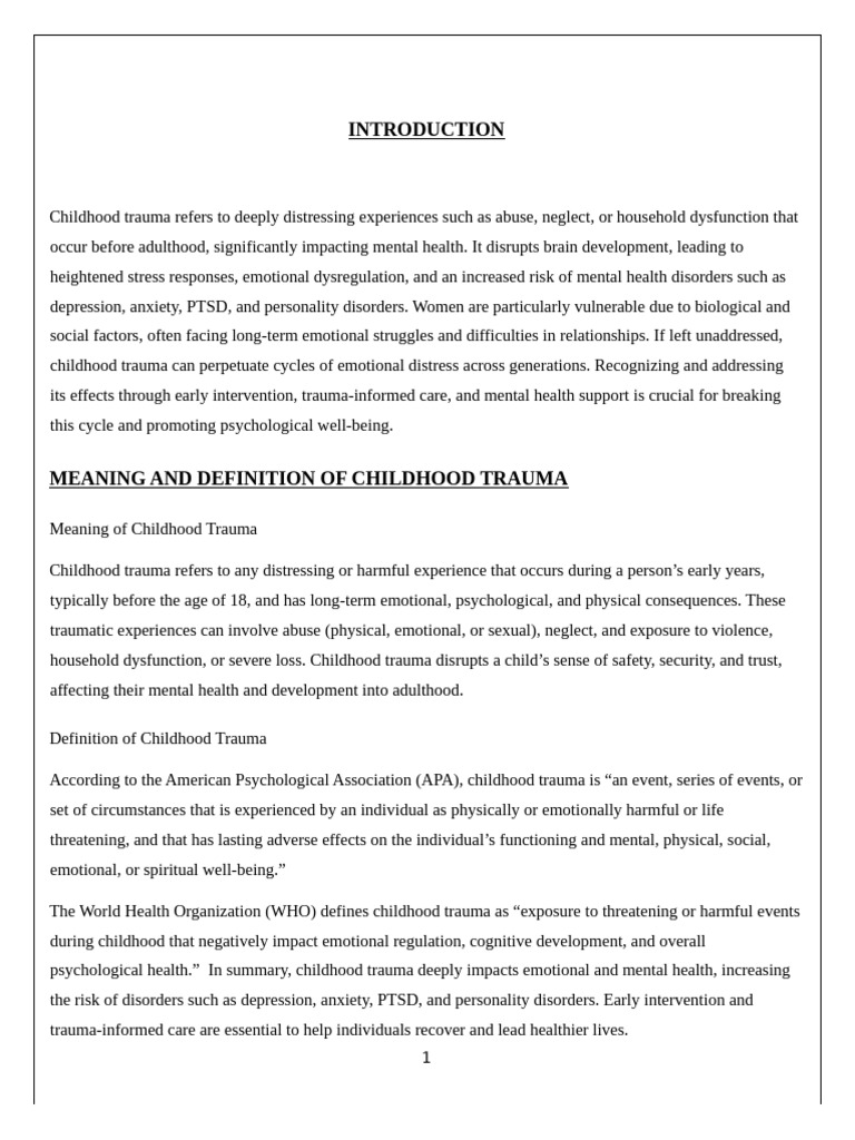 Understanding Childhood Trauma in Women | PDF | Psychological Trauma ...
