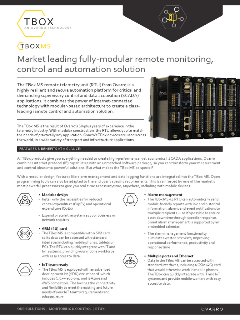 Ovarro TBox MS: Advanced RTU Solutions | PDF | Scada | Computer Network