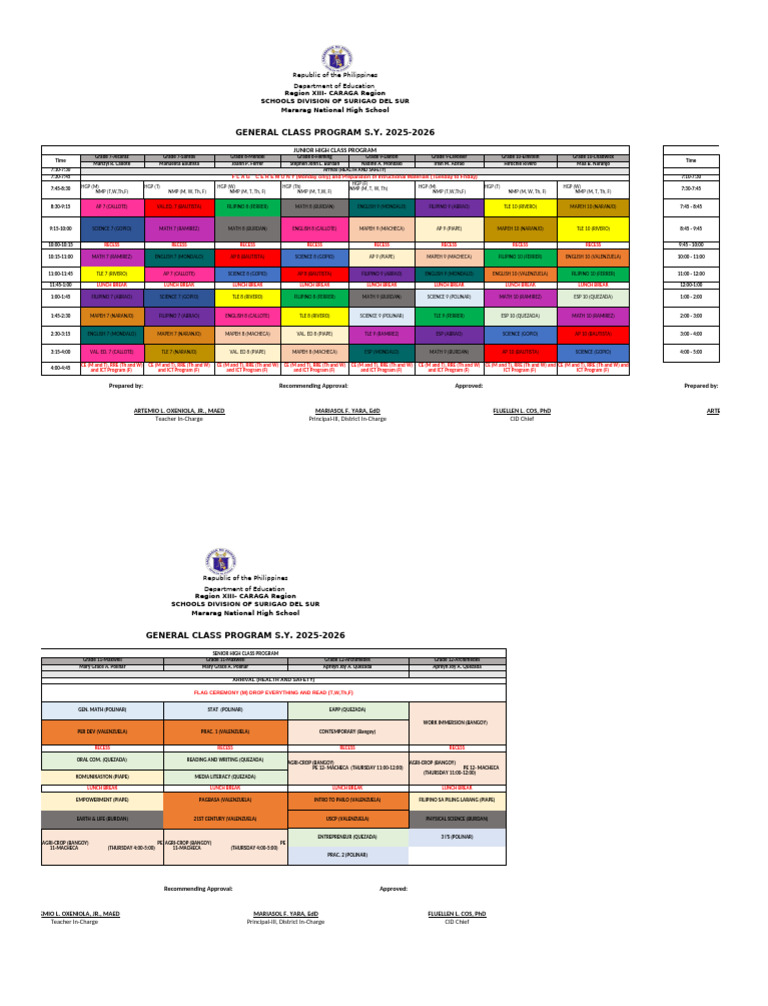 General Class Program SY 2025-2026 | PDF | Public Administration ...