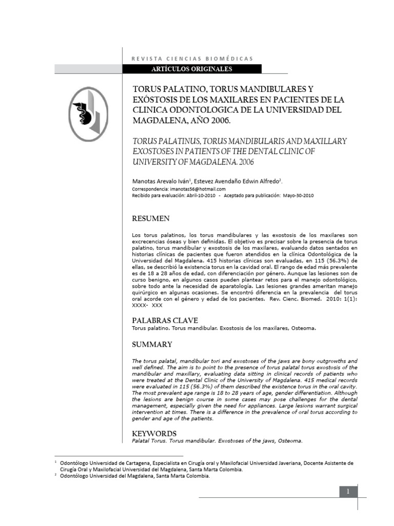 Torus Palatino y Mandibular en Pacientes | PDF | Hueso | Odontología