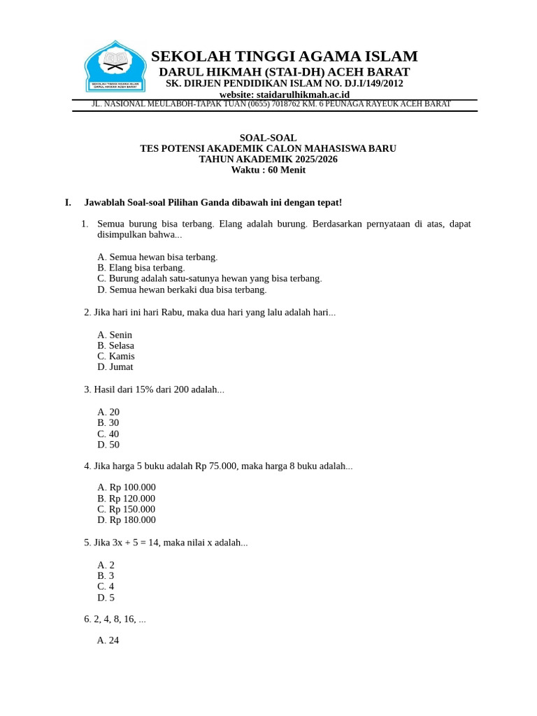 Soal - Soal Tes Tulis | PDF