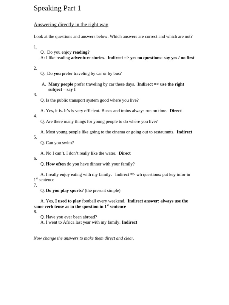 Handout 2A Strategies Answering Directly and Correctly | PDF