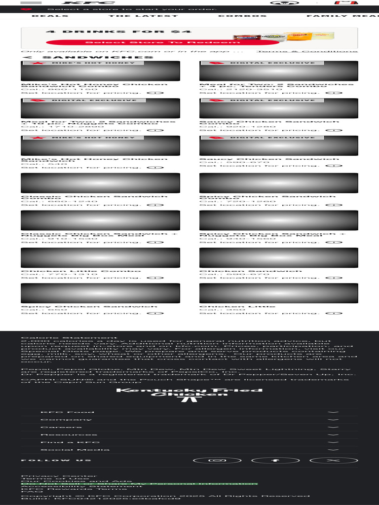 KFC® Menu - Order Online For Pick-Up or Delivery KFC® | PDF | Pepsi Co ...