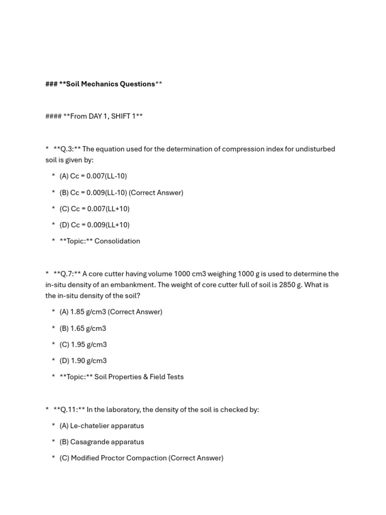 Soil Mechanics Questions ? | PDF | Soil Mechanics | Porosity