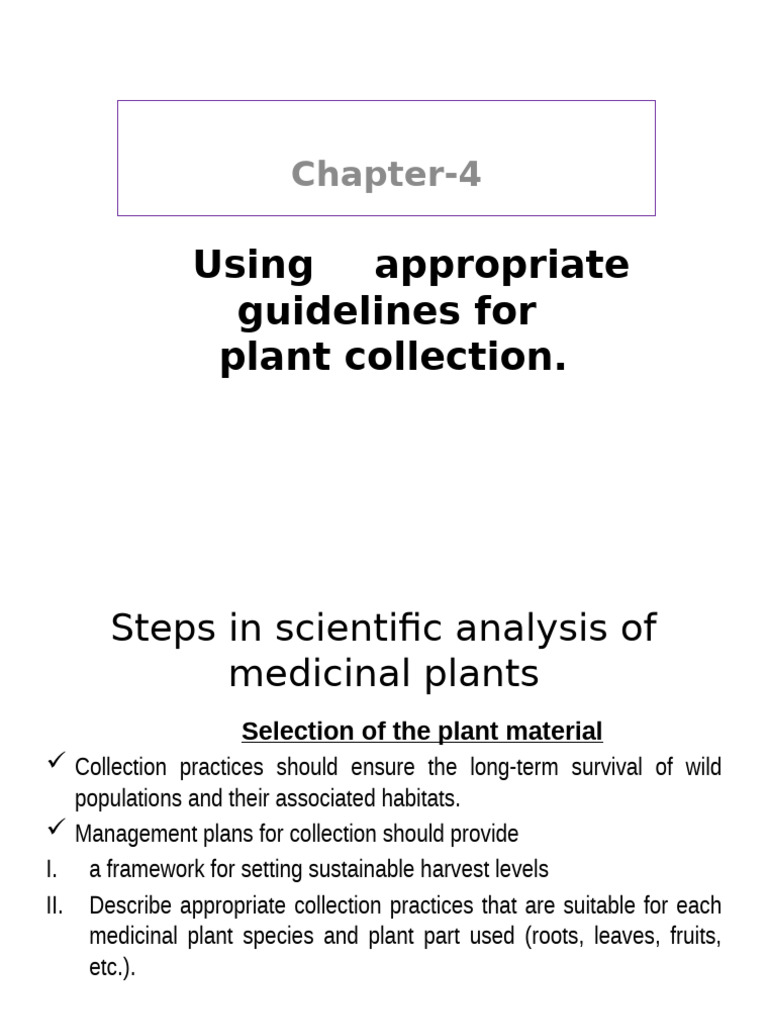 Guidelines for Sustainable Plant Collection | PDF | Tea | Plants