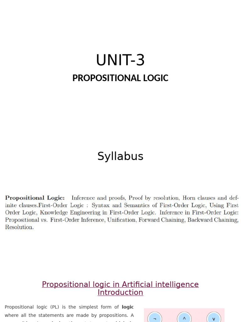 AI-UNIT-3-2 | PDF | First Order Logic | Logic