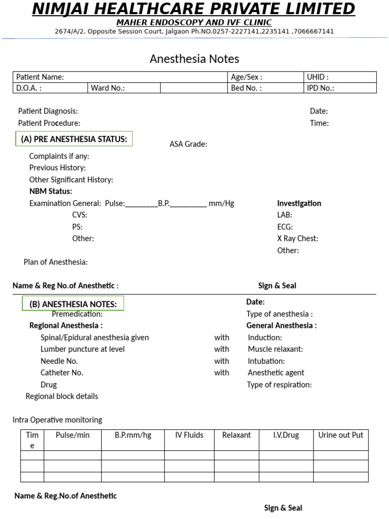 Anesthesia Notes | PDF