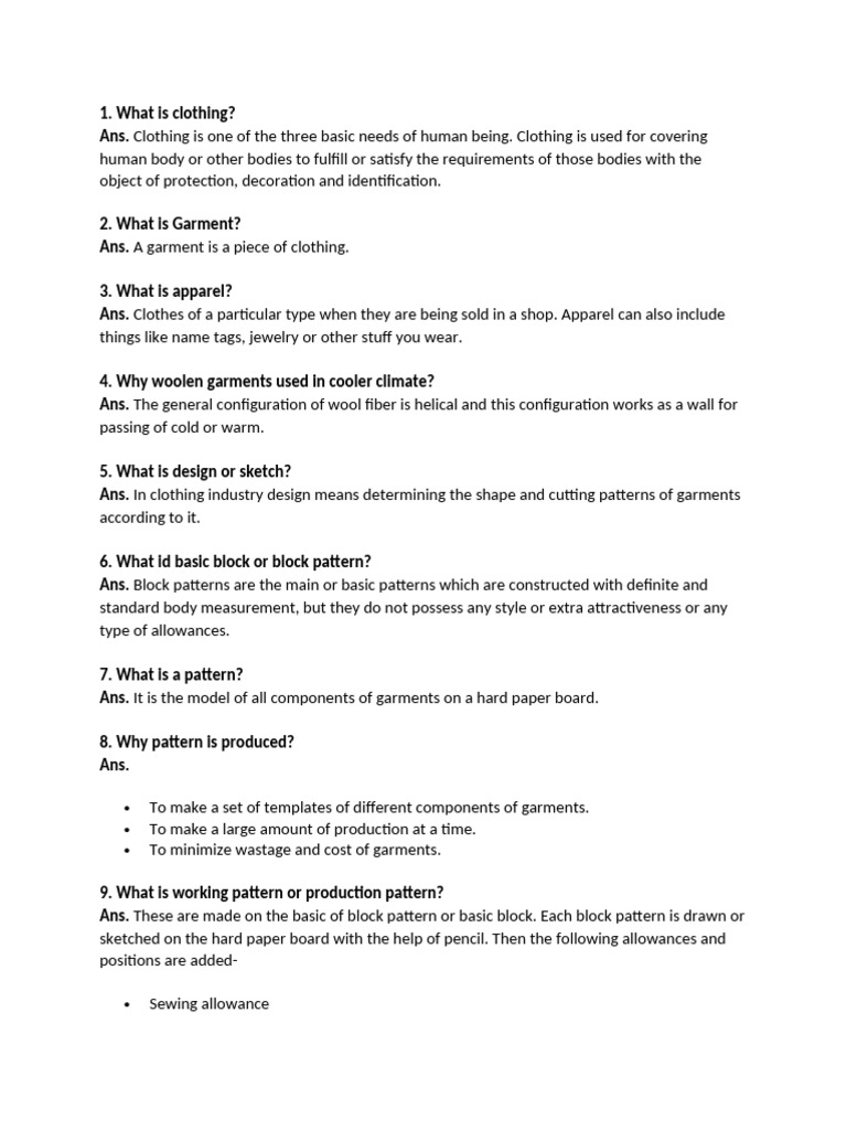 Interview - Question - Merchandiser | PDF | Yarn | Sewing