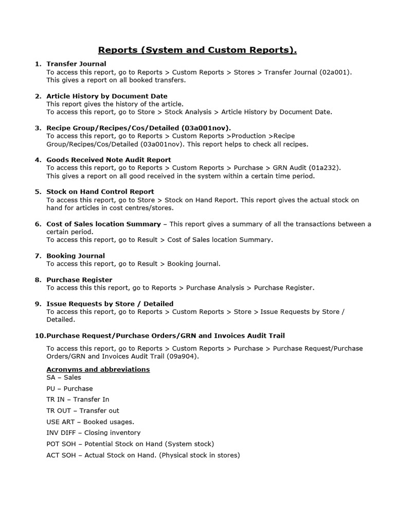 Essential Reports for Inventory Management | PDF