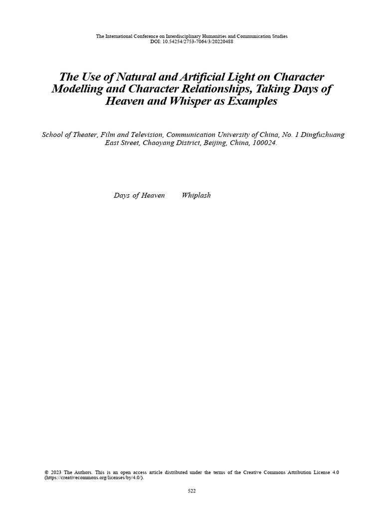 The Use of Natural and Artificial Light On Character 3vg0qmoe | PDF ...