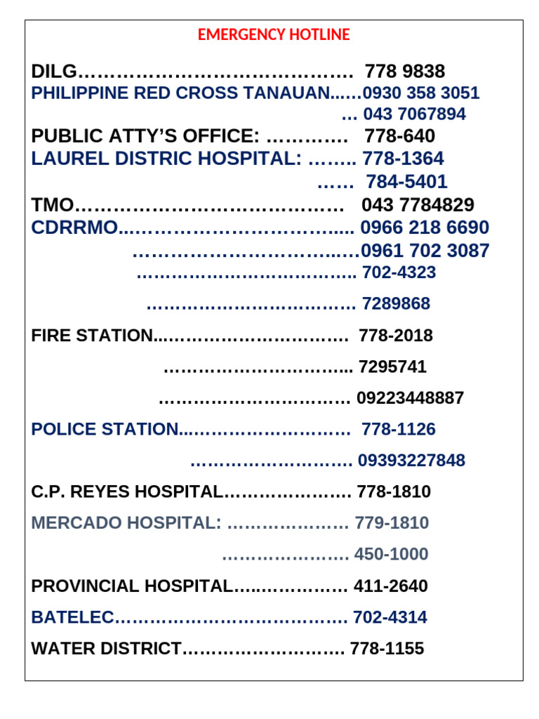 Emergency Hotline | PDF