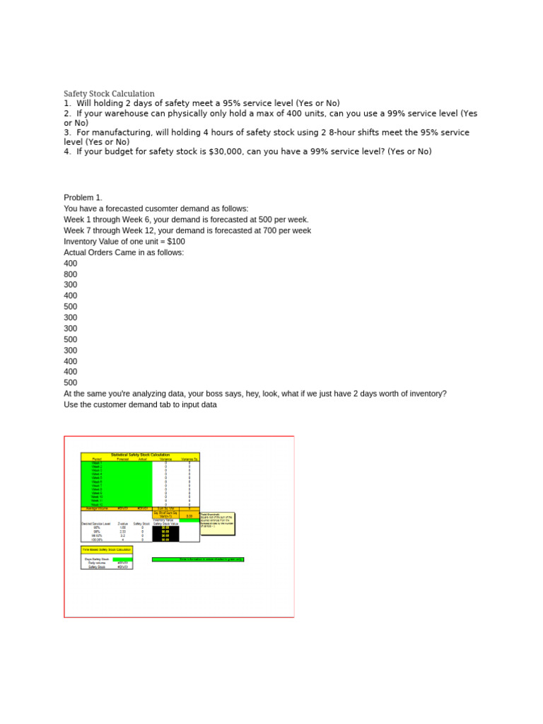 Safety Stock Calculation | PDF