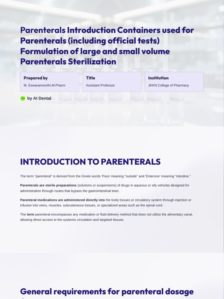 Overview of Parenteral Formulations | PDF | Intravenous Therapy | Glasses