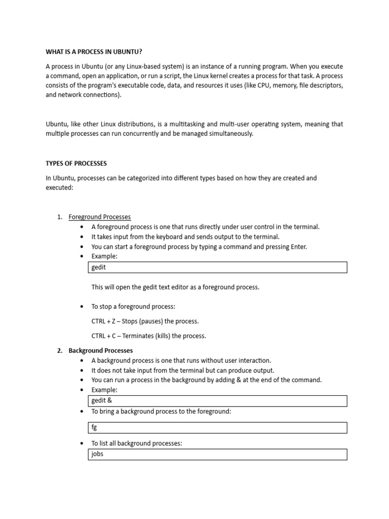 Understanding Ubuntu Process Management | PDF | Process (Computing ...