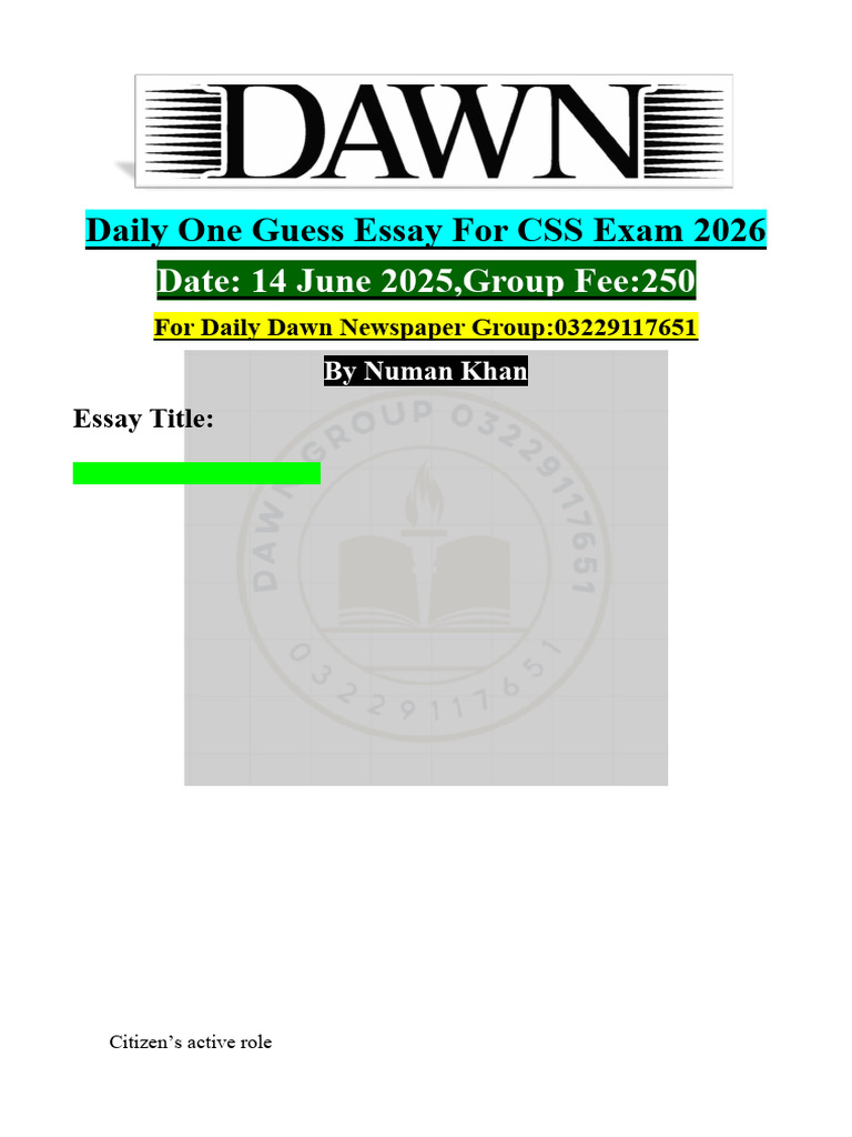 CSS Exam 2026: True Democracy Essay | PDF | Democracy | Political ...