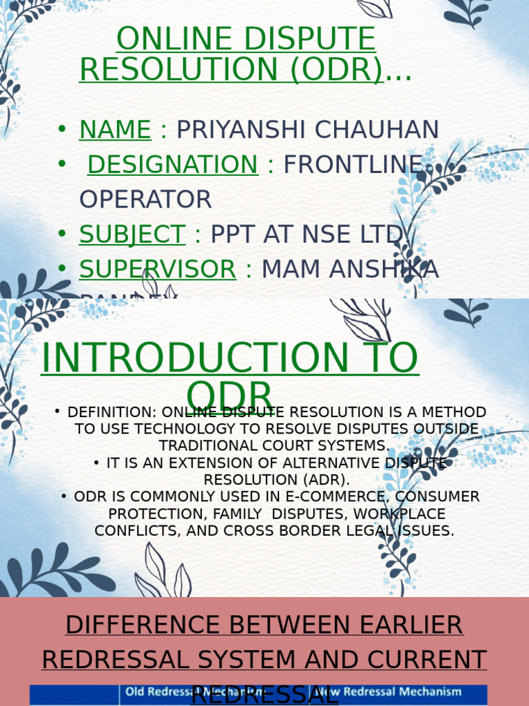 ODR Process Overview by Priyanshi Chauhan | PDF | Arbitration | Private Law