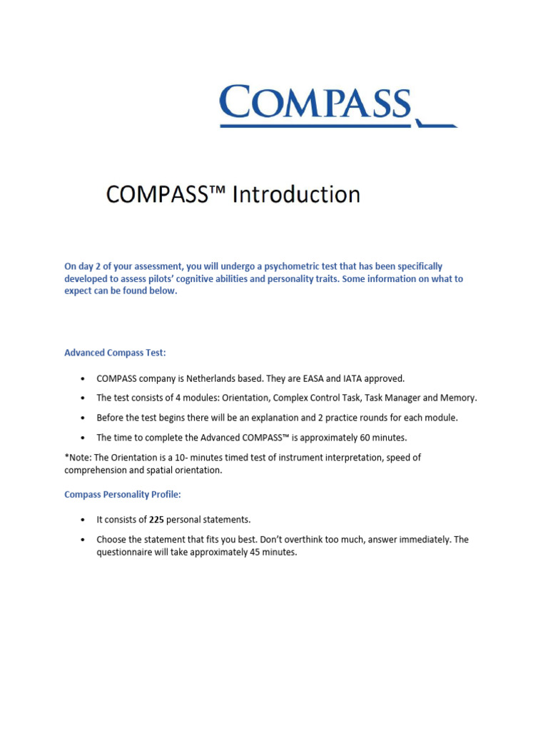 Psychometric Test - Compass | PDF