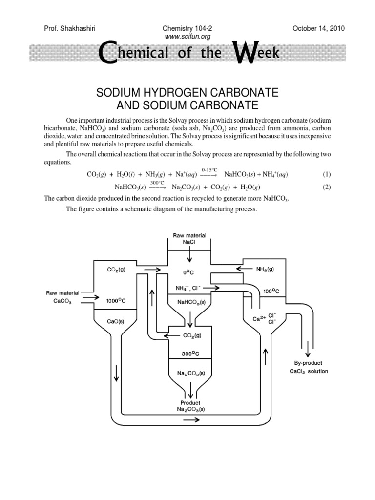 Solvay Process for Sodium Carbonate Production | PDF | Sodium Carbonate ...