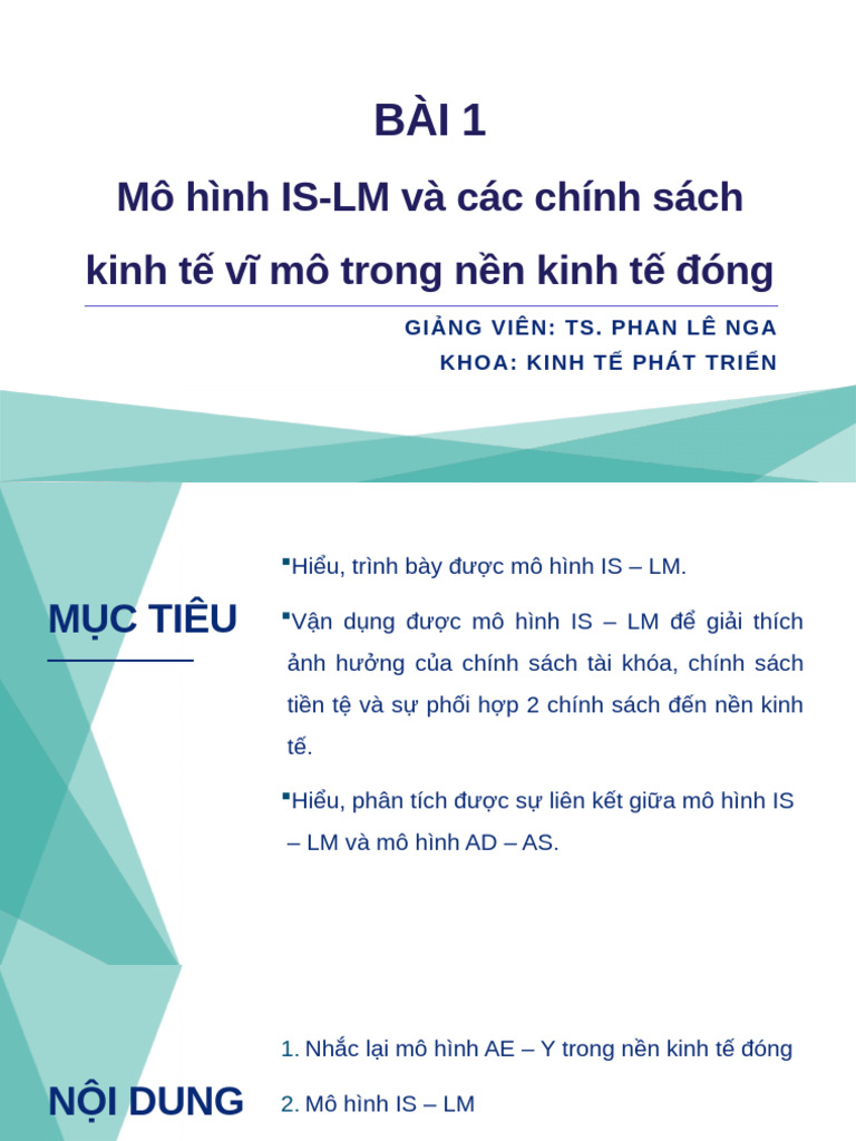 Bài 1 - Mô Hình Is LM Trong Nền Kinh Tế Đóng - SV | PDF