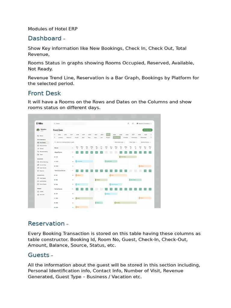 Hotel Management System Modules | PDF