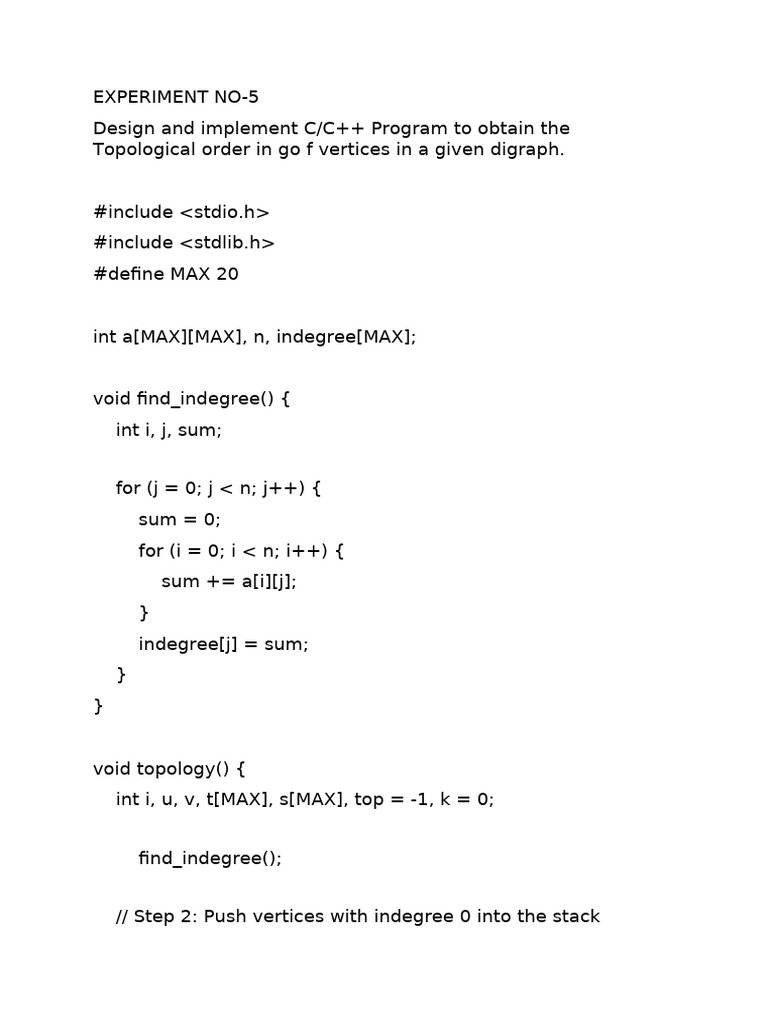 Topological Order in Directed Graphs | PDF