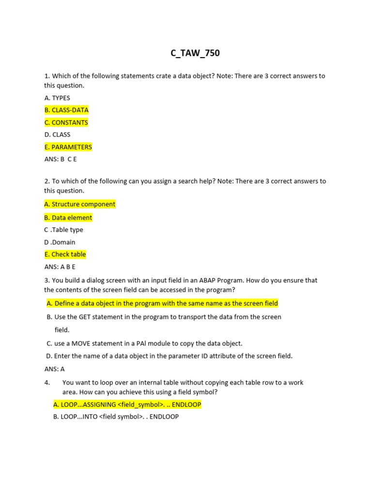 ABAP Programming Concepts and Questions | PDF | Class (Computer ...