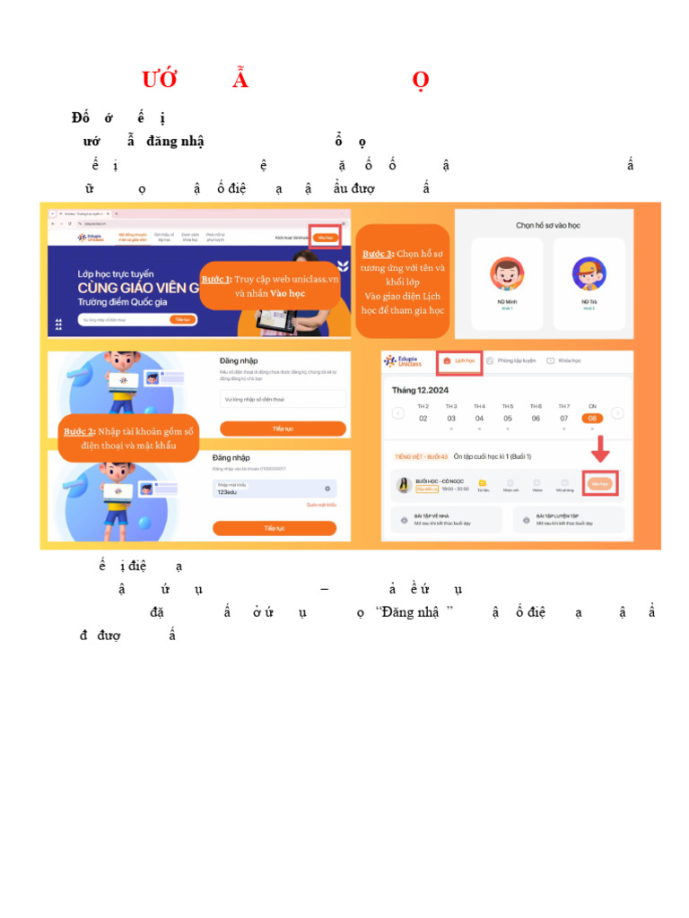 Hướng dẫn tham gia học Uniclass trên máy tính | PDF