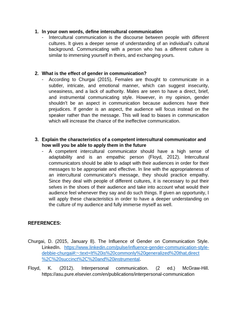 Commission - Quiney (Intercultural Communication Q & A) | PDF ...