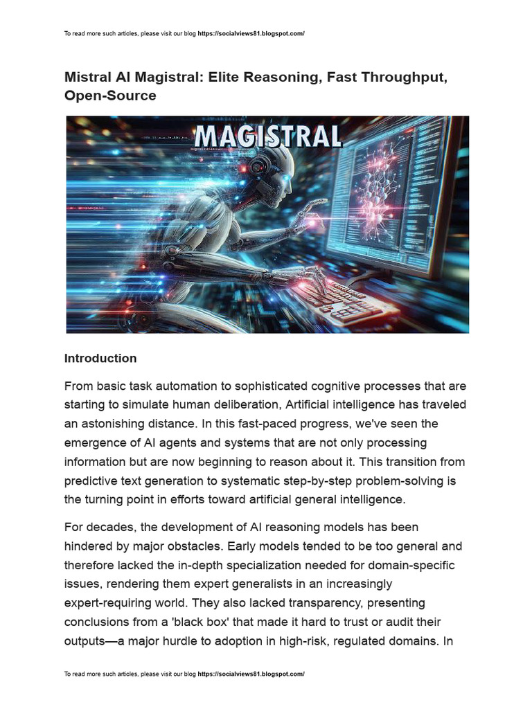 Mistral AI's Magistral: Advanced Reasoning Model | PDF | Artificial ...