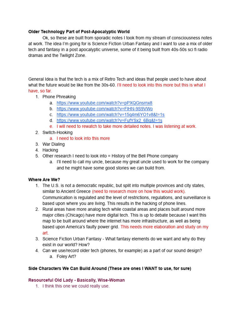 VR Game World Building Notes 01-17-2023 | PDF