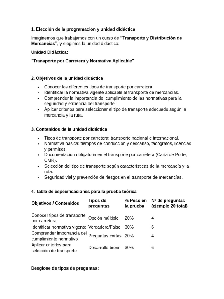 caso práctico tabla de especificaciones | PDF