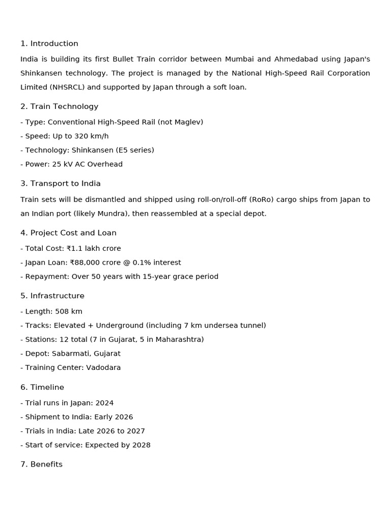 India Bullet Train Project Overview | PDF