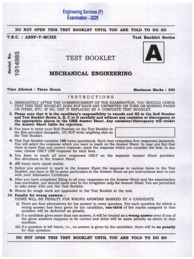 QP Esep 25 Mechanical Engineering P II 090625 | PDF