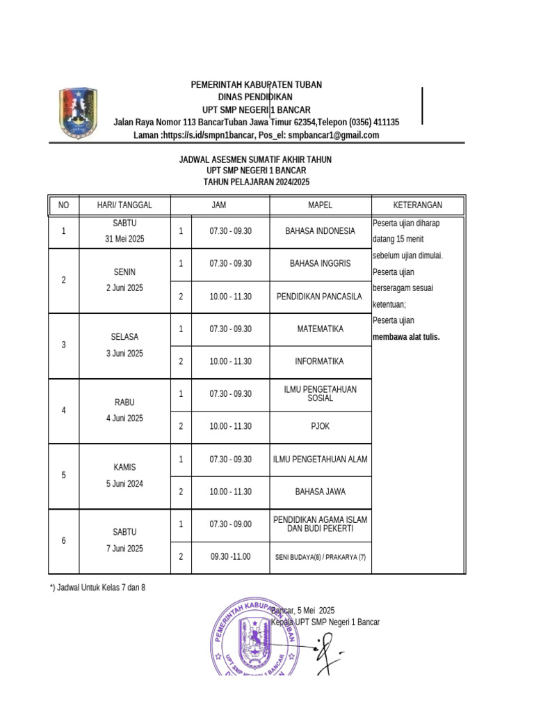 Jadwal Asat 2024 2025 Pdf