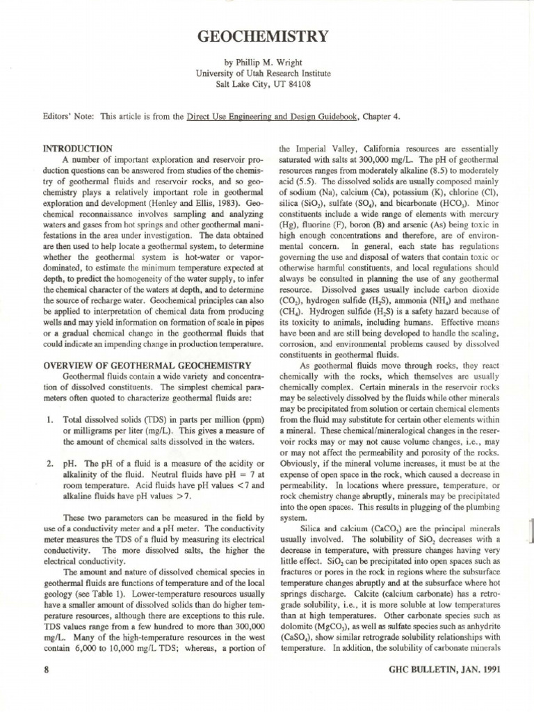 Geothermal Geochemistry Overview | PDF | Solubility | Silicon Dioxide