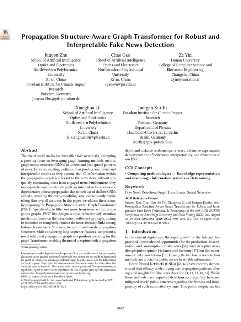 Robust Fake News Detection via PSGT | PDF | Information | Statistical ...
