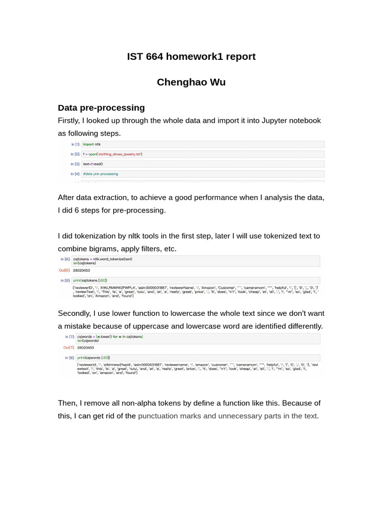 IST 664 Homework1 Report | PDF | Linguistics