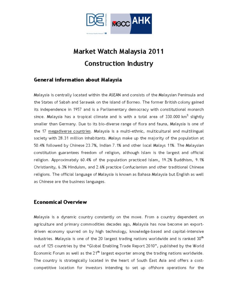 Market Watch Malaysia Construction Industry 2011 | PDF | Malaysia ...