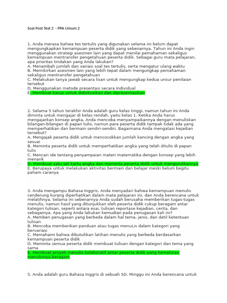 Soal Post Test 2 Modul 1 PPA Umum 2 | PDF