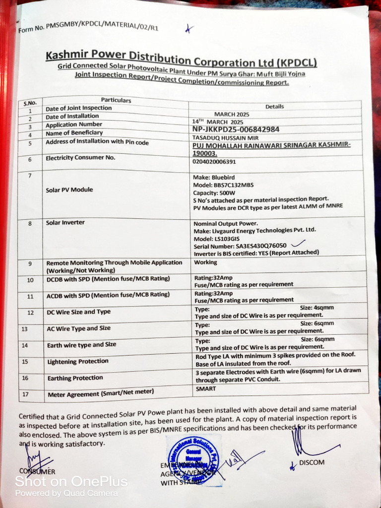 KPDCL Solar PV Plant Inspection Report | PDF | Photovoltaic System ...