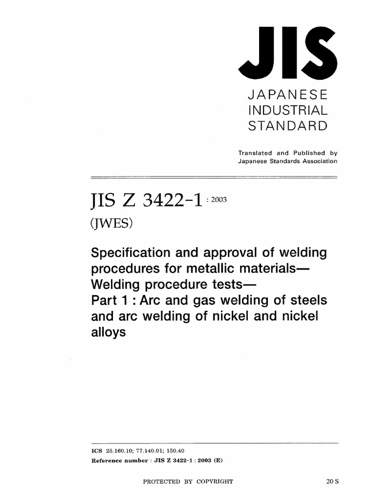 JIS Z 3422-1: Welding Procedure Standards | PDF | Welding