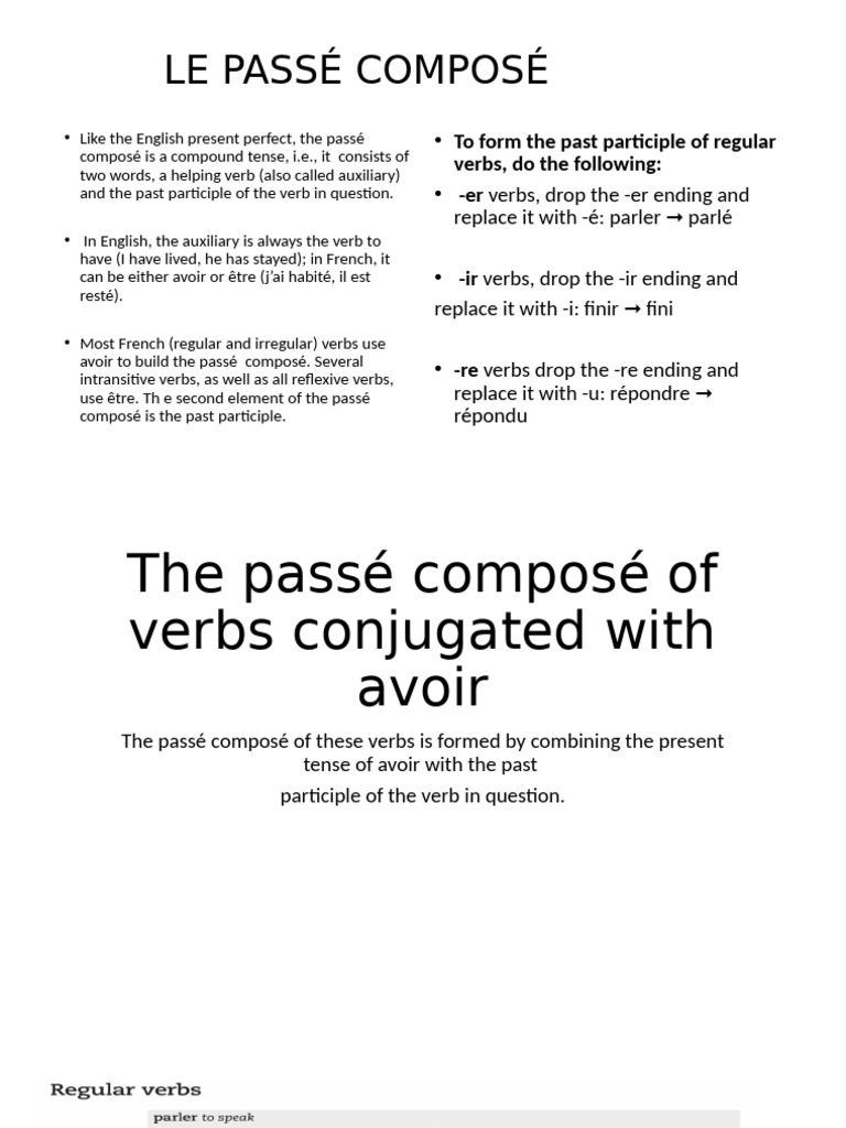 Le Passé Composé | PDF | Morphology | Languages