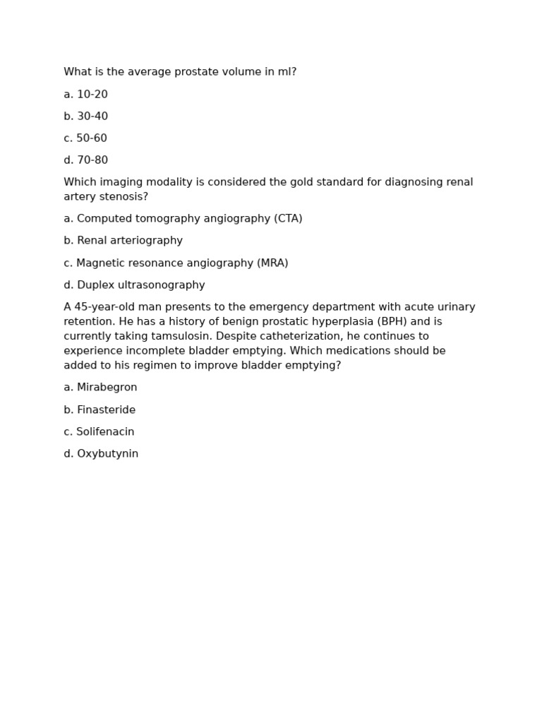 Prostate Volume and Urinary Retention Solutions | PDF