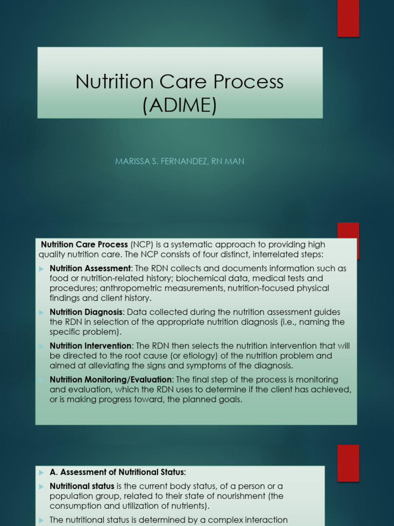 Nutrition Care Process (ADIME) | PDF | Malnutrition | Body Mass Index