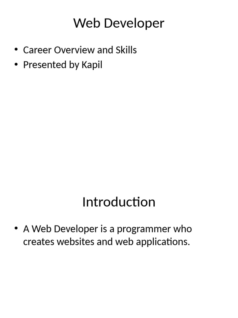 Web Developer Presentation by Kapil | PDF