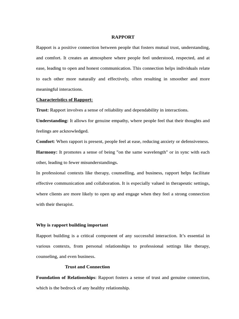 Building Rapport for Effective Communication | PDF | Nonverbal ...