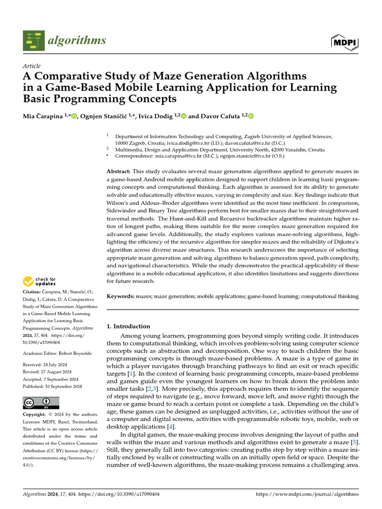 A Comparative Study of Maze Generation Algorithms | PDF | Computer ...