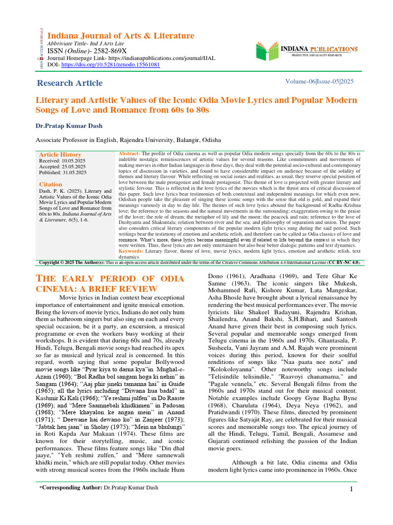 Indiana Journal of Arts and Literature | PDF | Love