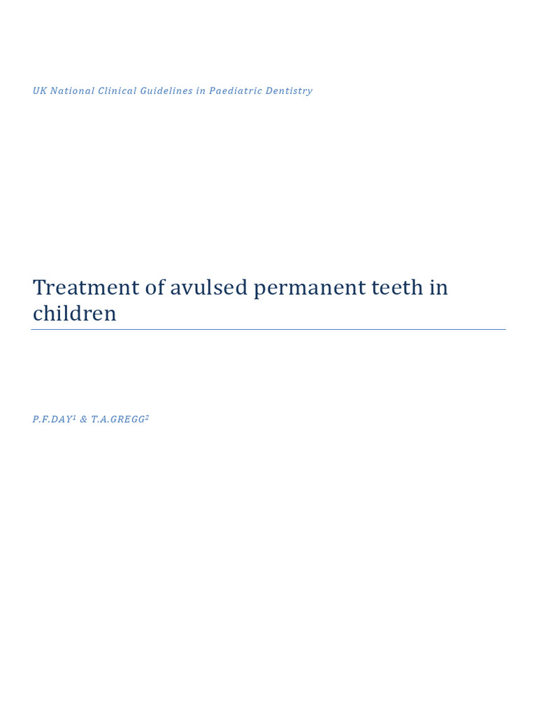 Avulsed Permanent Teeth | PDF | Periodontology | Human Tooth