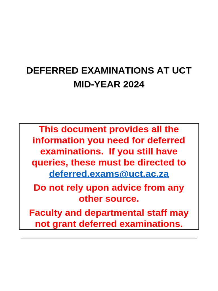 UCT Deferred Exam Guidelines 2024 | PDF | Justice | Crime & Violence